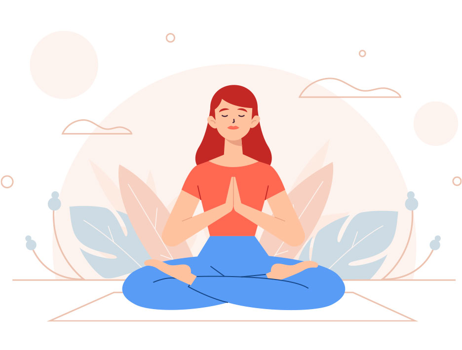 Meditierender Mensch mit frischer und gesunder Luft um sich herum